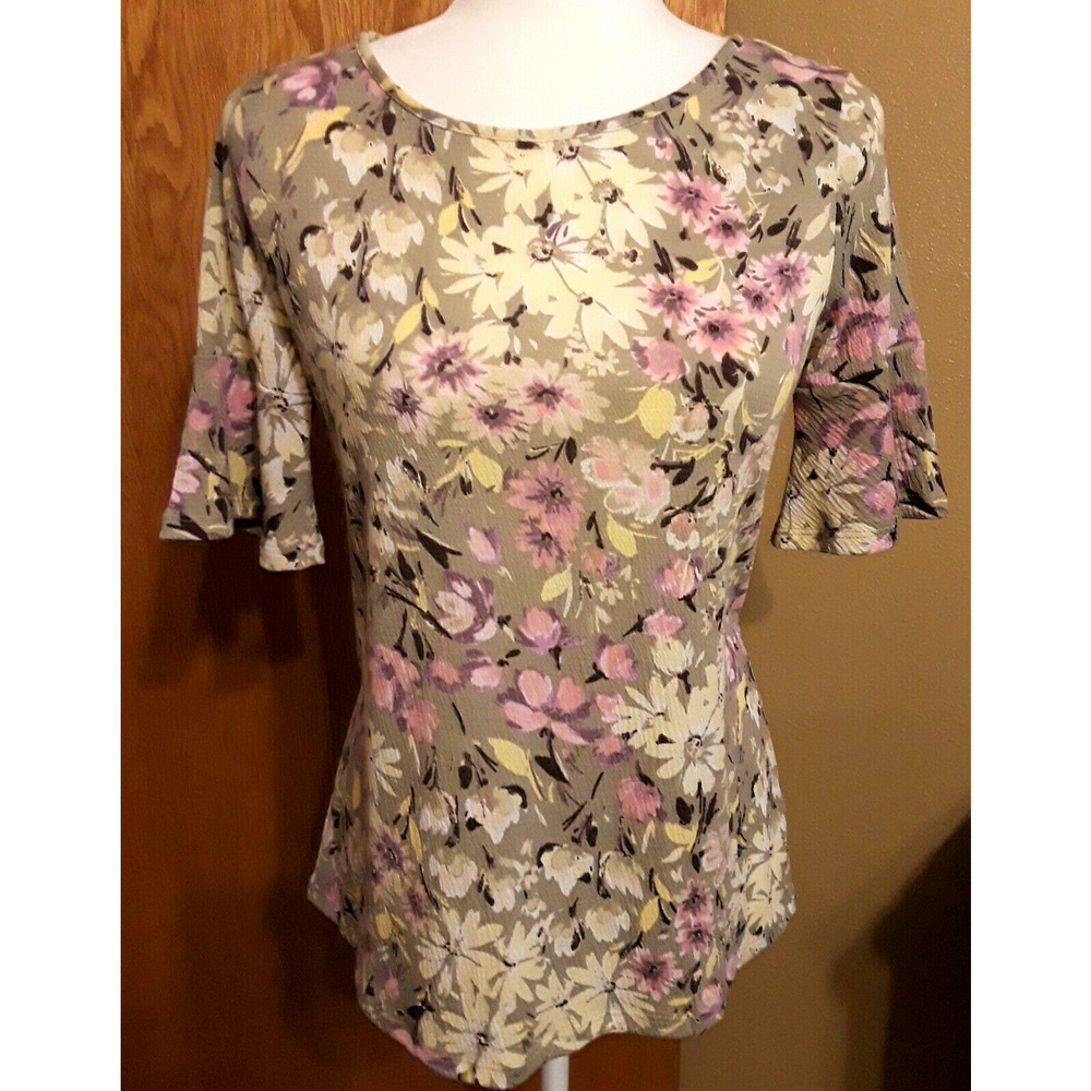 LC Lauren Conrad Women’s XS Floral Print Bell Sleeve Blouse Top